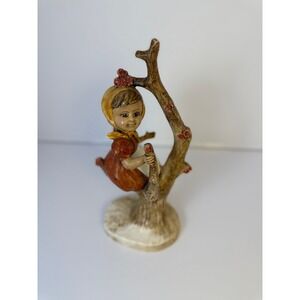 Vintage Goebel Hummel Apple tree Ceramic Girl, 11" tall,1950s.
